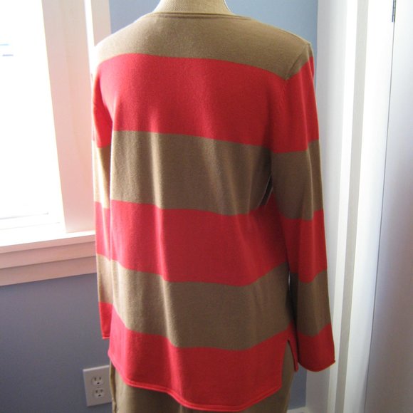 J Jill Camel and Orange Striped Sweater - Picture 2 of 4